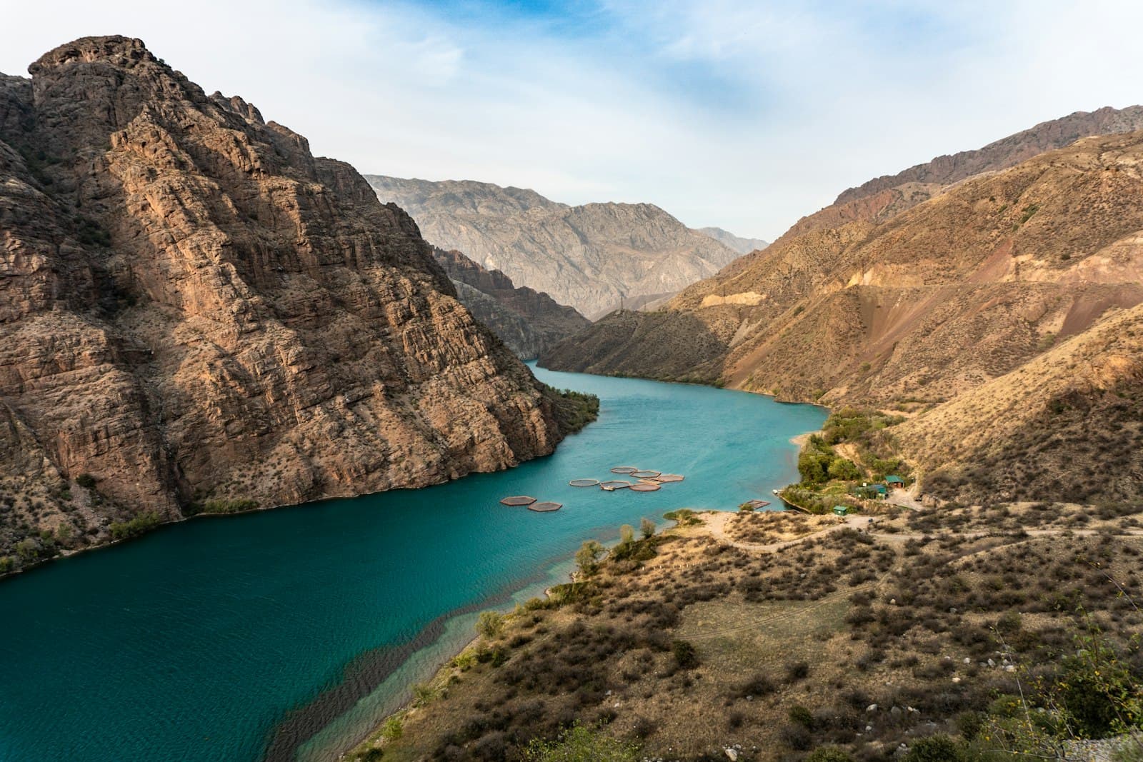 Mountain landscape and lake scenery in Kyrgyzstan