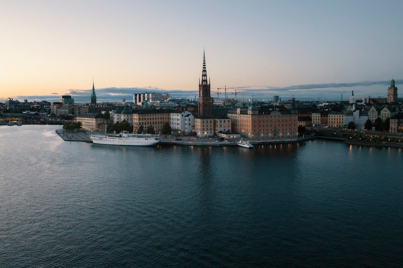 Waterfront and colourful old town buildings in Stockholm, Sweden