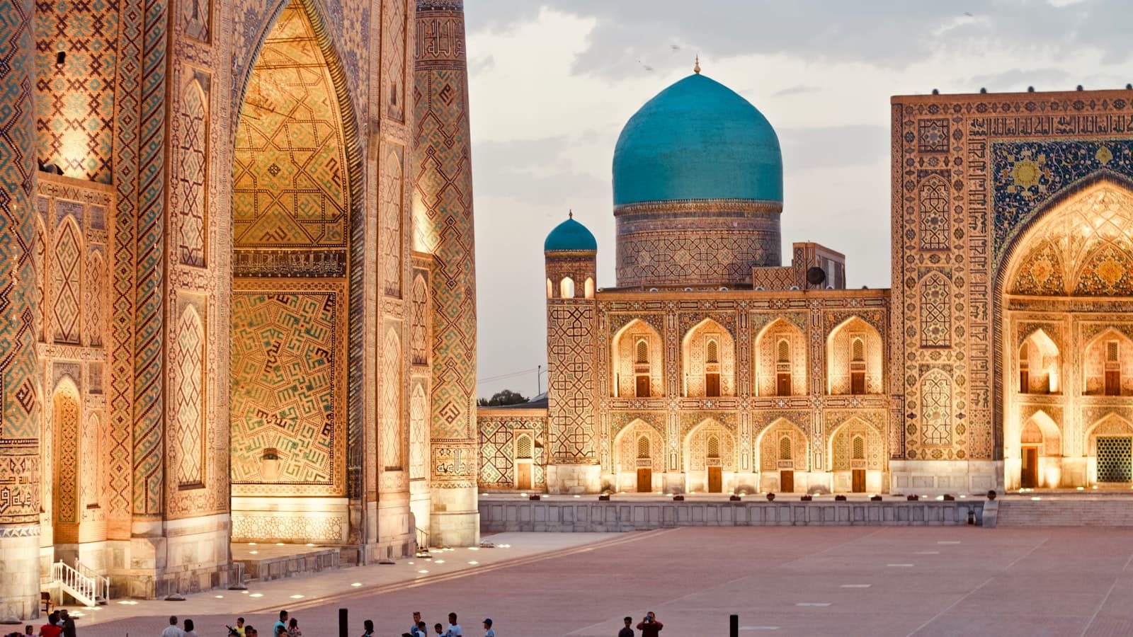 Tiled domes and historic architecture in Samarkand, Uzbekistan